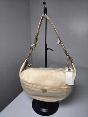 Coach Cream Leather Shoulder Hobo with Gold Hardware